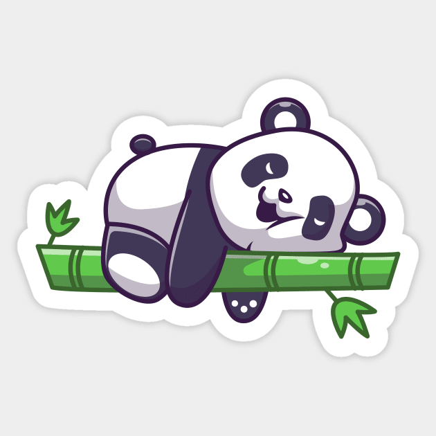 Cute Panda Sleeping On Bamboo Tree Cartoon Sticker by Catalyst Labs